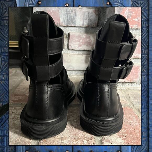 Free People Black Leather Hardware Elea Hybrid Boots Size 8 new - Picture 5 of 8